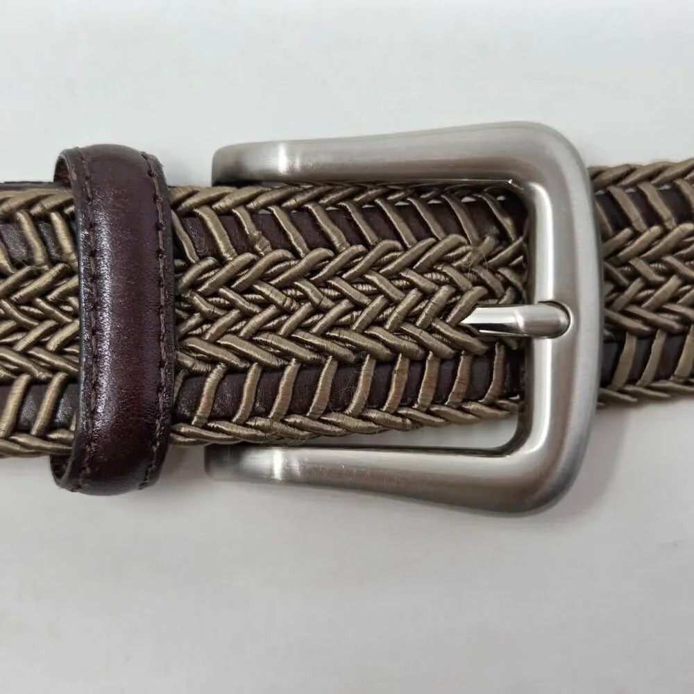 TORINO MADE IN USA BROWN TAN BRAIDED WEAVE SATIN LEATHER BELT MENS SIZE 40